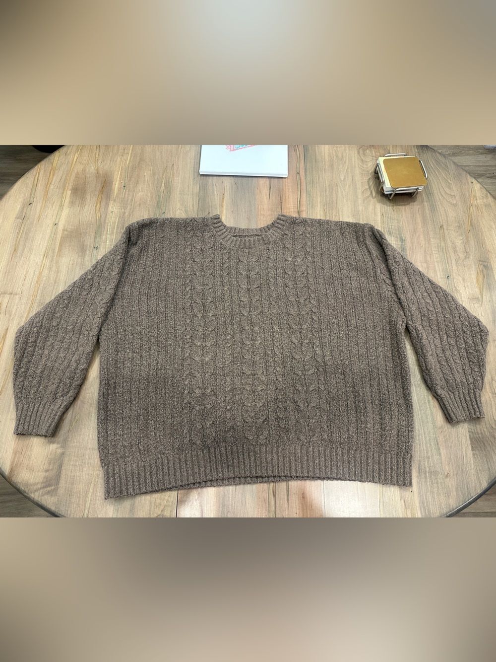 Hollister Women’s‎ Brown Cable-Knit Crewneck Sweater Size XXL